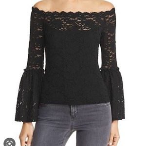 Red Haute Black Off Shoulder Lace Top